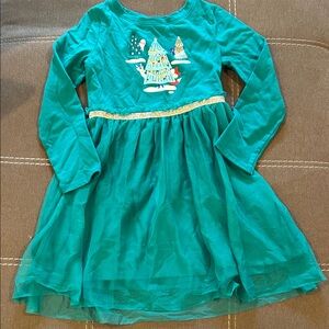 Green Long Sleeve Cat & Jack Dress with Holiday Design